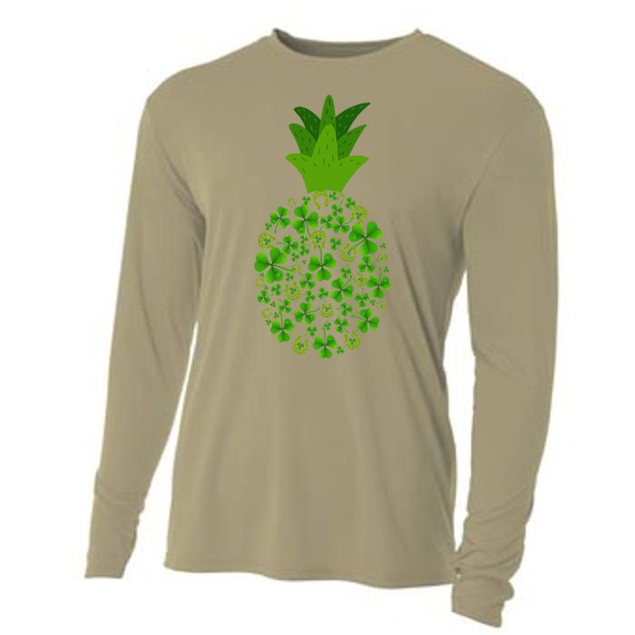 Cute Pineapple Shamrock Leaf Clover Saint Patrick's Day Cooling Performance Long Sleeve Crew