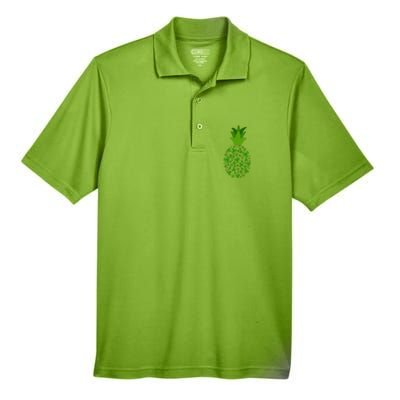 Cute Pineapple Shamrock Leaf Clover Saint Patrick's Day Men's Origin Performance Pique Polo