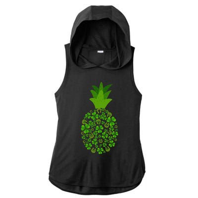 Cute Pineapple Shamrock Leaf Clover Saint Patrick's Day Ladies PosiCharge Tri-Blend Wicking Draft Hoodie Tank