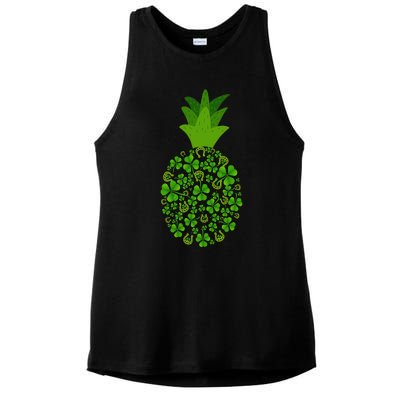 Cute Pineapple Shamrock Leaf Clover Saint Patrick's Day Ladies PosiCharge Tri-Blend Wicking Tank