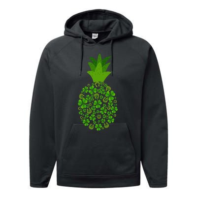 Cute Pineapple Shamrock Leaf Clover Saint Patrick's Day Performance Fleece Hoodie