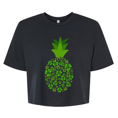 Cute Pineapple Shamrock Leaf Clover Saint Patrick's Day Bella+Canvas Jersey Crop Tee