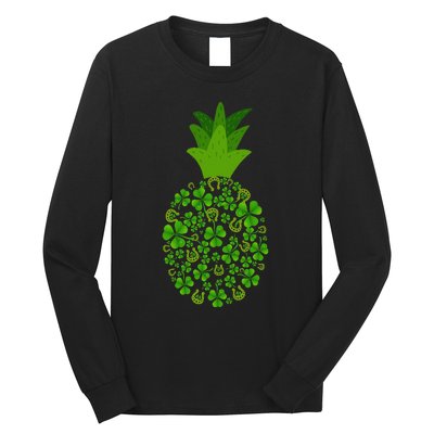 Cute Pineapple Shamrock Leaf Clover Saint Patrick's Day Long Sleeve Shirt