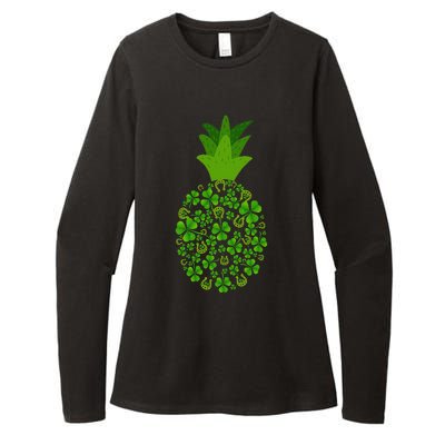 Cute Pineapple Shamrock Leaf Clover Saint Patrick's Day Womens CVC Long Sleeve Shirt