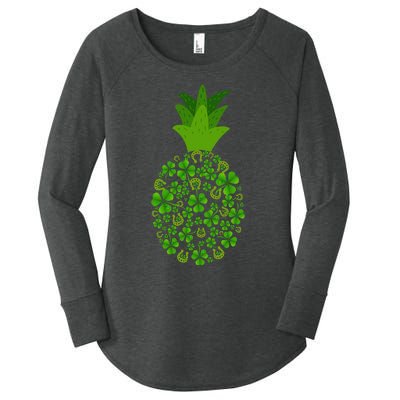 Cute Pineapple Shamrock Leaf Clover Saint Patrick's Day Women's Perfect Tri Tunic Long Sleeve Shirt