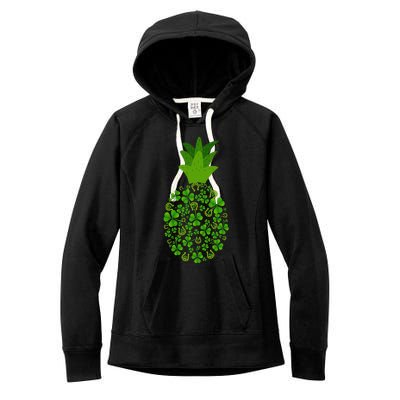 Cute Pineapple Shamrock Leaf Clover Saint Patrick's Day Women's Fleece Hoodie