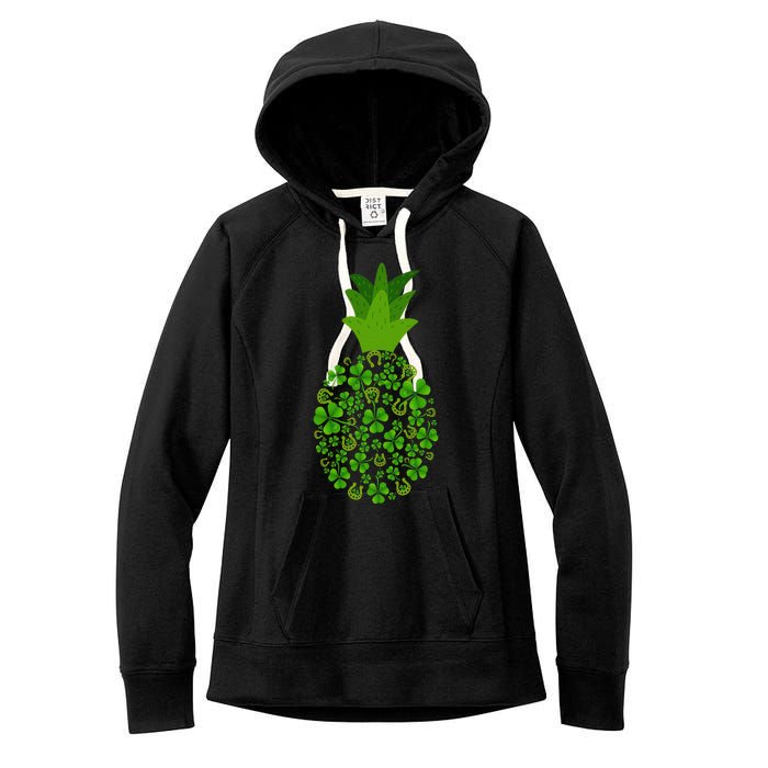 Cute Pineapple Shamrock Leaf Clover Saint Patrick's Day Women's Fleece Hoodie