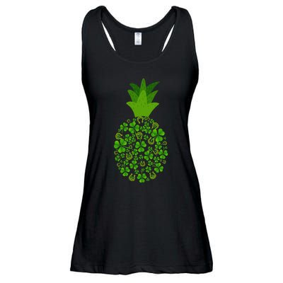 Cute Pineapple Shamrock Leaf Clover Saint Patrick's Day Ladies Essential Flowy Tank