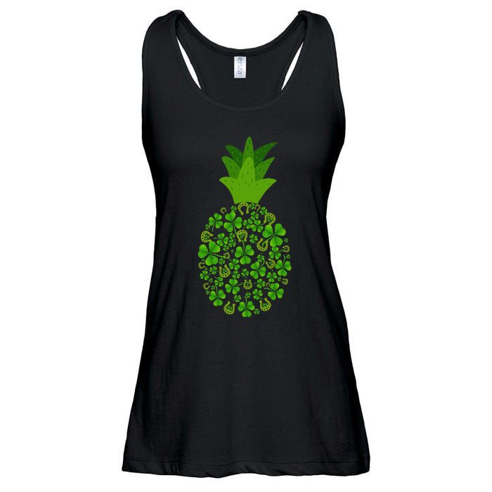 Cute Pineapple Shamrock Leaf Clover Saint Patrick's Day Ladies Essential Flowy Tank