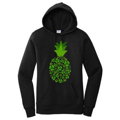 Cute Pineapple Shamrock Leaf Clover Saint Patrick's Day Women's Pullover Hoodie