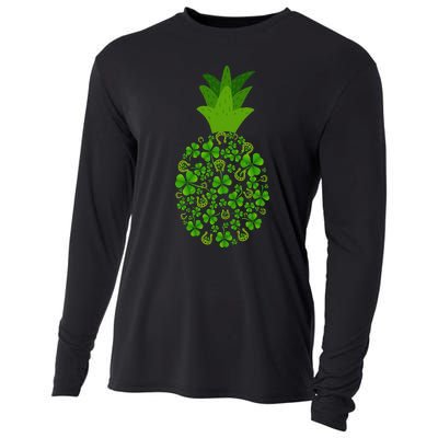 Cute Pineapple Shamrock Leaf Clover Saint Patrick's Day Cooling Performance Long Sleeve Crew