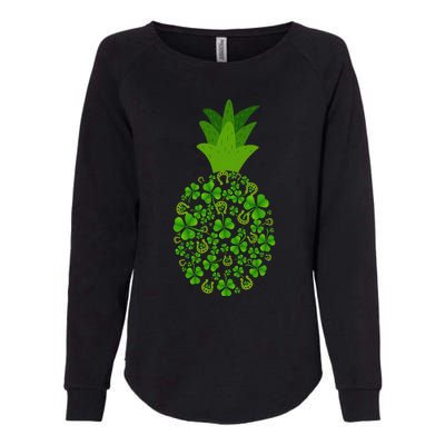 Cute Pineapple Shamrock Leaf Clover Saint Patrick's Day Womens California Wash Sweatshirt