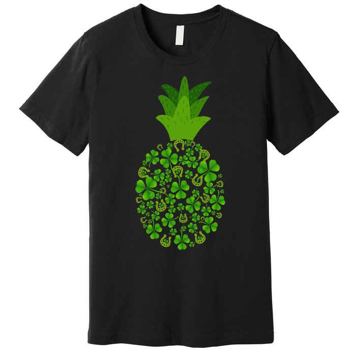 Cute Pineapple Shamrock Leaf Clover Saint Patrick's Day Premium T-Shirt