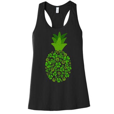 Cute Pineapple Shamrock Leaf Clover Saint Patrick's Day Women's Racerback Tank