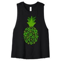 Cute Pineapple Shamrock Leaf Clover Saint Patrick's Day Women's Racerback Cropped Tank