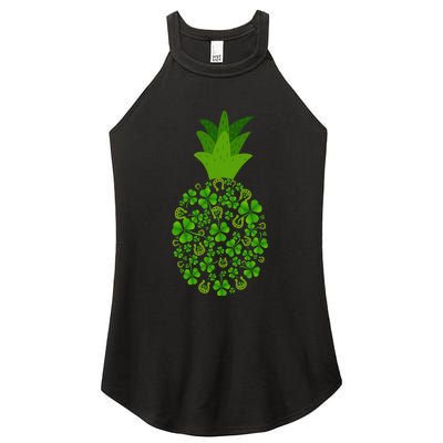 Cute Pineapple Shamrock Leaf Clover Saint Patrick's Day Women's Perfect Tri Rocker Tank