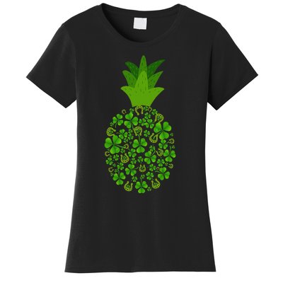 Cute Pineapple Shamrock Leaf Clover Saint Patrick's Day Women's T-Shirt