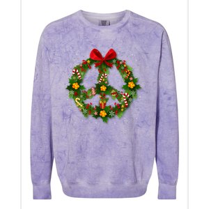 Christmas Peace Sign Love 60s 70s Tie Dye Hippie Costume Gift Colorblast Crewneck Sweatshirt