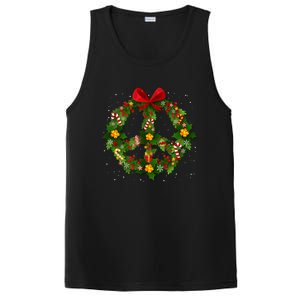 Christmas Peace Sign Love 60s 70s Tie Dye Hippie Costume Gift PosiCharge Competitor Tank