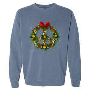 Christmas Peace Sign Love 60s 70s Tie Dye Hippie Costume Gift Garment-Dyed Sweatshirt