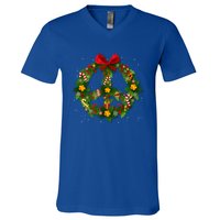 Christmas Peace Sign Love 60s 70s Tie Dye Hippie Costume Gift V-Neck T-Shirt