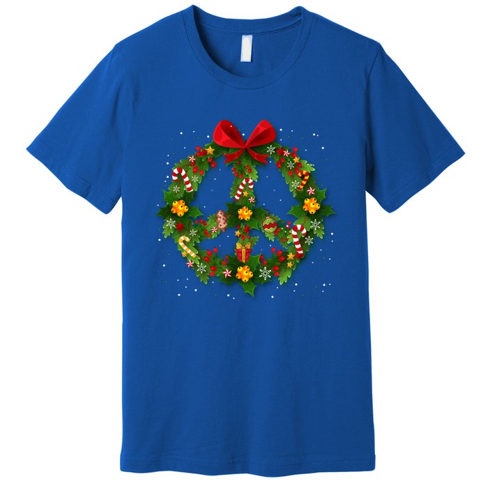 Christmas Peace Sign Love 60s 70s Tie Dye Hippie Costume Gift Premium T-Shirt