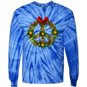 Christmas Peace Sign Love 60s 70s Tie Dye Hippie Costume Gift Tie-Dye Long Sleeve Shirt