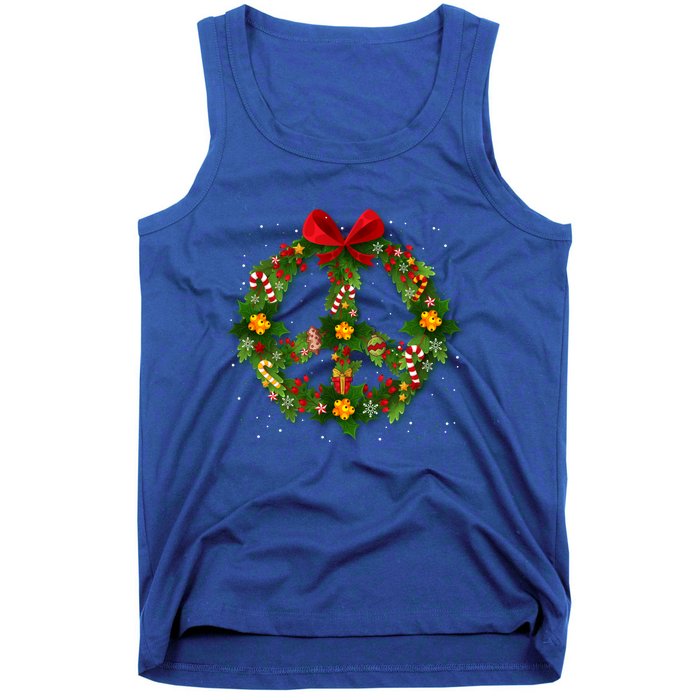 Christmas Peace Sign Love 60s 70s Tie Dye Hippie Costume Gift Tank Top