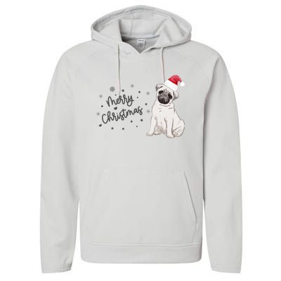 Christmas Pug Santa Hat Dog Owner Mom Funny Gift Funny Gift Performance Fleece Hoodie