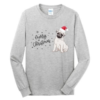 Christmas Pug Santa Hat Dog Owner Mom Funny Gift Funny Gift Tall Long Sleeve T-Shirt