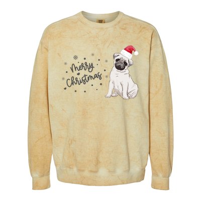 Christmas Pug Santa Hat Dog Owner Mom Funny Gift Funny Gift Colorblast Crewneck Sweatshirt