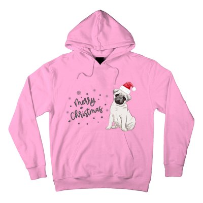 Christmas Pug Santa Hat Dog Owner Mom Funny Gift Funny Gift Hoodie