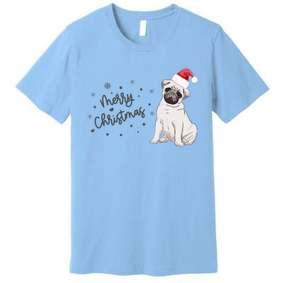 Christmas Pug Santa Hat Dog Owner Mom Funny Gift Funny Gift Premium T-Shirt