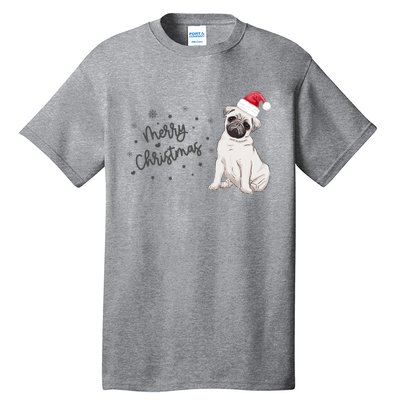 Christmas Pug Santa Hat Dog Owner Mom Funny Gift Funny Gift Tall T-Shirt