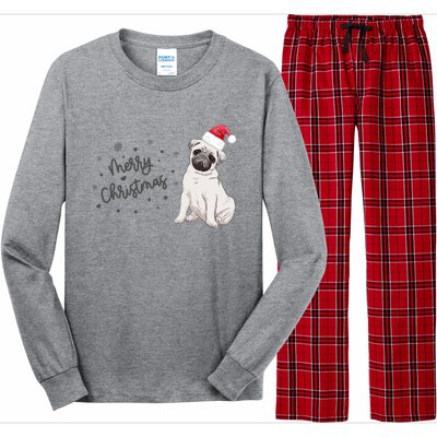 Christmas Pug Santa Hat Dog Owner Mom Funny Gift Funny Gift Long Sleeve Pajama Set