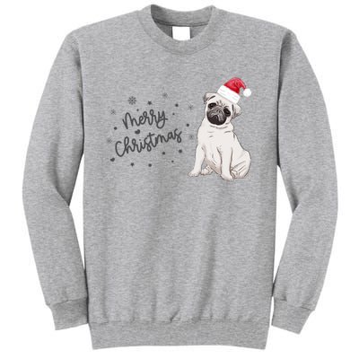 Christmas Pug Santa Hat Dog Owner Mom Funny Gift Funny Gift Tall Sweatshirt