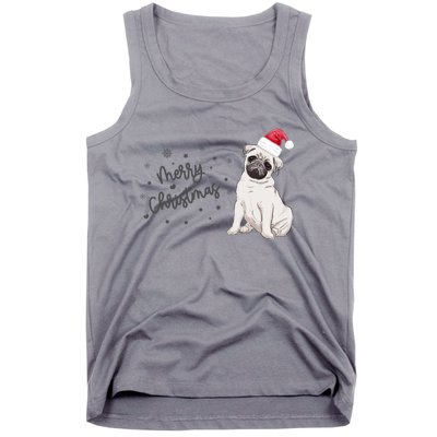 Christmas Pug Santa Hat Dog Owner Mom Funny Gift Funny Gift Tank Top