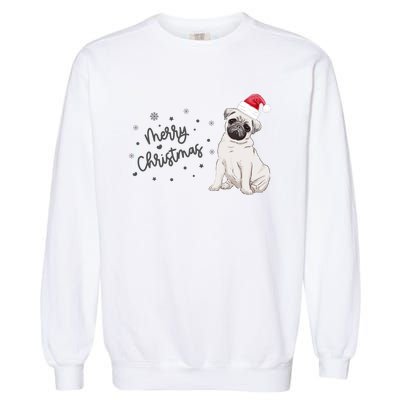 Christmas Pug Santa Hat Dog Owner Mom Funny Gift Funny Gift Garment-Dyed Sweatshirt