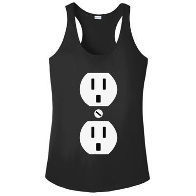 Couple Plug Socket Matching Costume Funny Halloween Gifts Ladies PosiCharge Competitor Racerback Tank