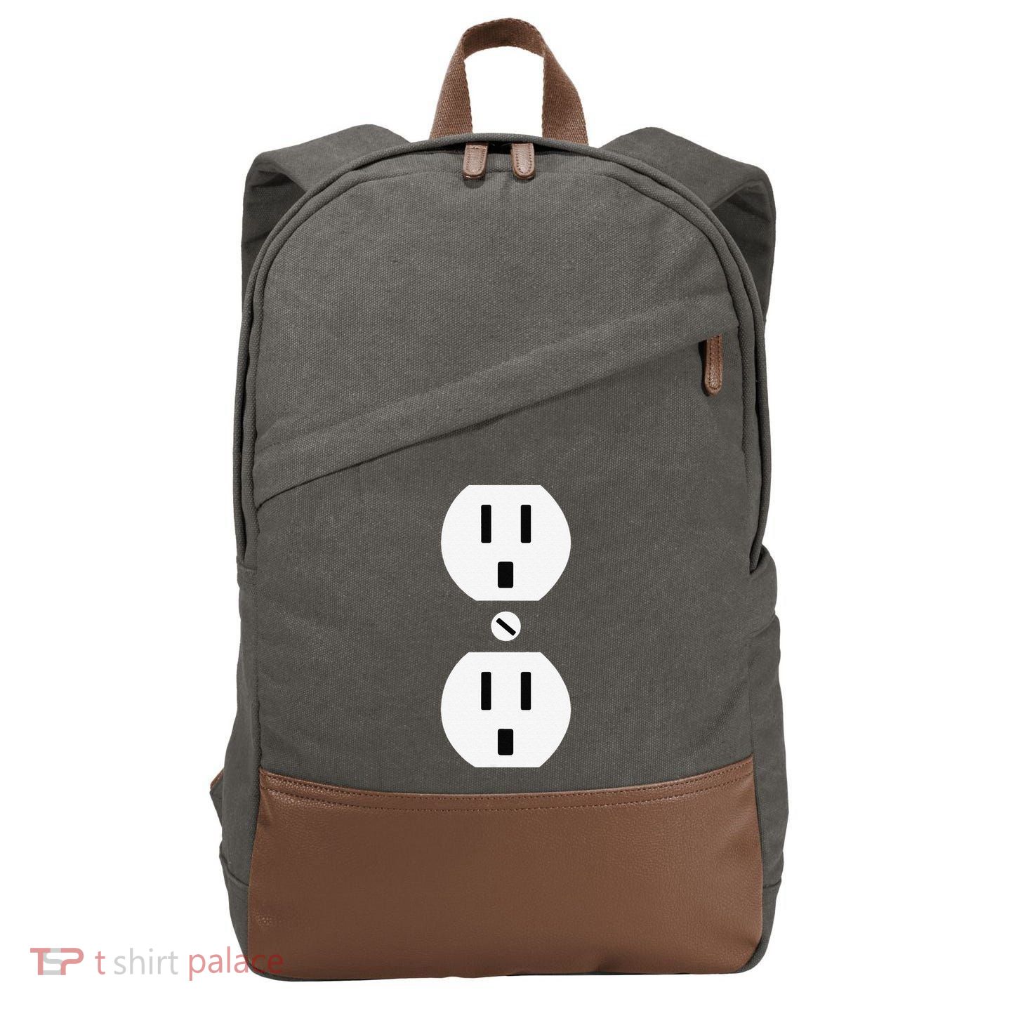 Couple Plug Socket Matching Costume Funny Halloween Gifts Cotton Canvas Backpack