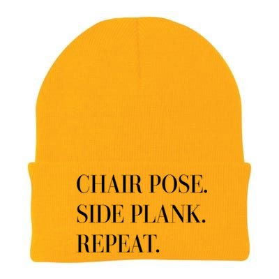 Chair Pose Side Plank Repeat Gift Yoga Gift Knit Cap Winter Beanie