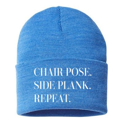 Chair Pose Side Plank Repeat Gift Yoga Gift Sustainable Knit Beanie