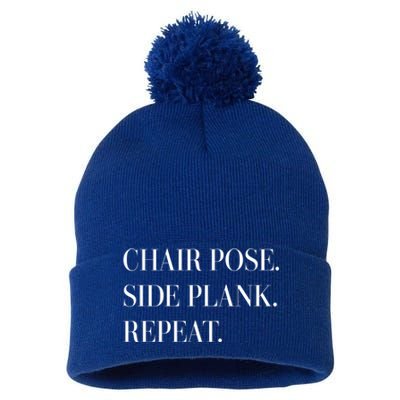 Chair Pose Side Plank Repeat Gift Yoga Gift Pom Pom 12in Knit Beanie