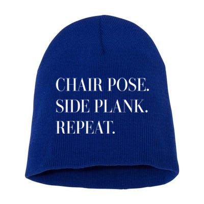 Chair Pose Side Plank Repeat Gift Yoga Gift Short Acrylic Beanie