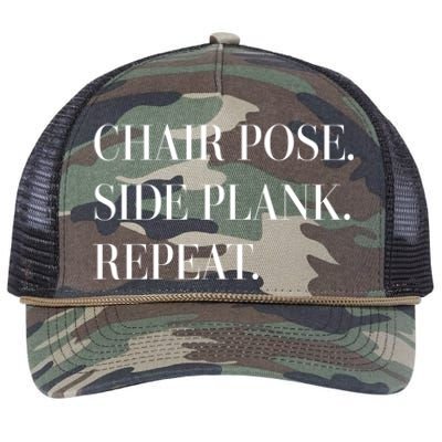 Chair Pose Side Plank Repeat Gift Yoga Gift Retro Rope Trucker Hat Cap