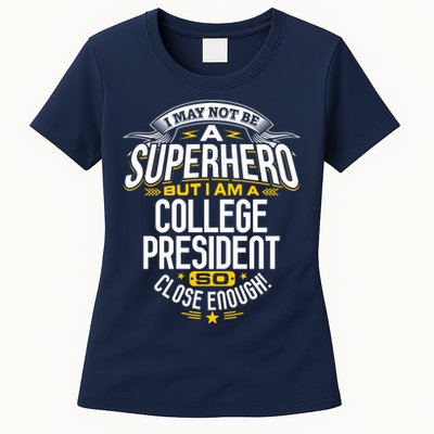 College President Superhero Presidents Gift Idea Womens T-Shirt