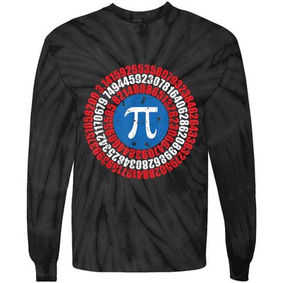 Captain Pi Superhero Pi Day & Math Lover Tie-Dye Long Sleeve Shirt
