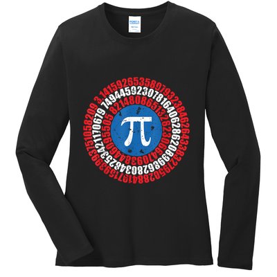 Captain Pi Superhero Pi Day & Math Lover Ladies Long Sleeve Shirt