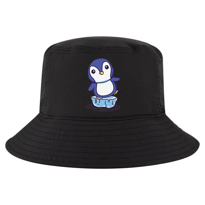 Cute Penguin Standing On An Ice Floe Cool Comfort Performance Bucket Hat