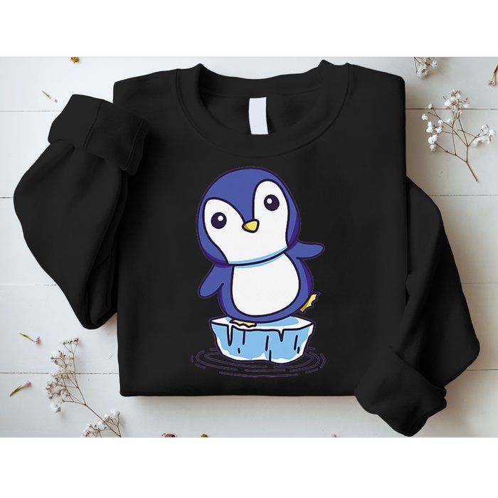 Cute Penguin Standing On An Ice Floe Sweatshirt